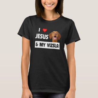 Ik hou van Jezus en mijn Vizsla Dog mama pa Christ T-shirt