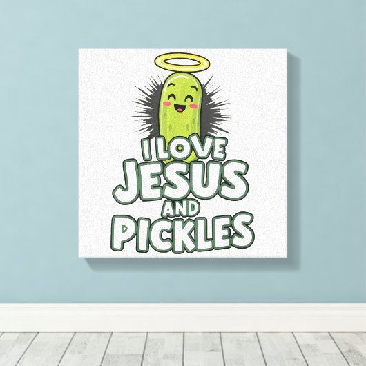 Ik hou van Jezus en Pickles Canvas Afdruk (Insitu (Houten vloer))