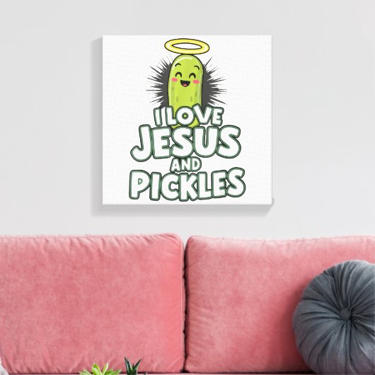 Ik hou van Jezus en Pickles Canvas Afdruk (Insitu (Woonkamer))