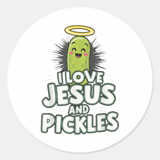 Ik hou van Jezus en Pickles Ronde Sticker (Voorkant)
