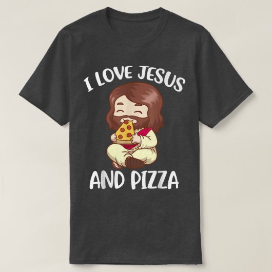 Ik hou van Jezus en Pizza T-shirt (Design voorkant)