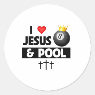 Ik hou van Jezus en Pool Stick 8 LL Pocket Biljart Ronde Sticker