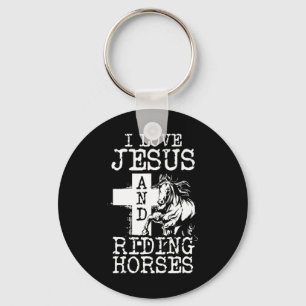 Ik hou van Jezus en Riding Horse Girl Horsebac Sleutelhanger