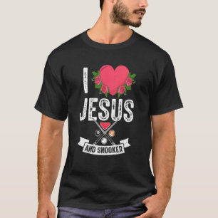 Ik hou van Jezus en Snooker Pool Billiard Player h T-shirt