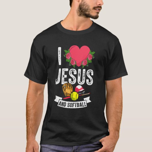 Ik hou van Jezus en Softball Coach.. T-shirt (Voorkant)