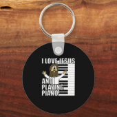 Ik hou van Jezus en speel Piano Funny Christelijk Sleutelhanger (Voorkant)