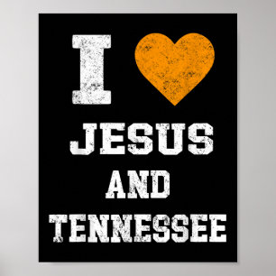 Ik hou van Jezus en Tennessee Shirt Oranje hartver Poster