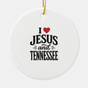 Ik hou van Jezus en Tennessee Vintage Christelijk  Keramisch Ornament