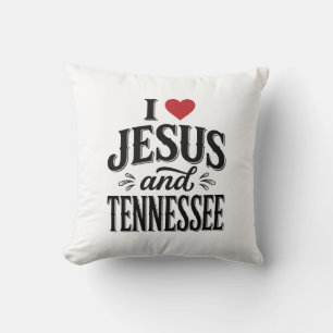 Ik hou van Jezus en Tennessee Vintage Christelijk Kussen