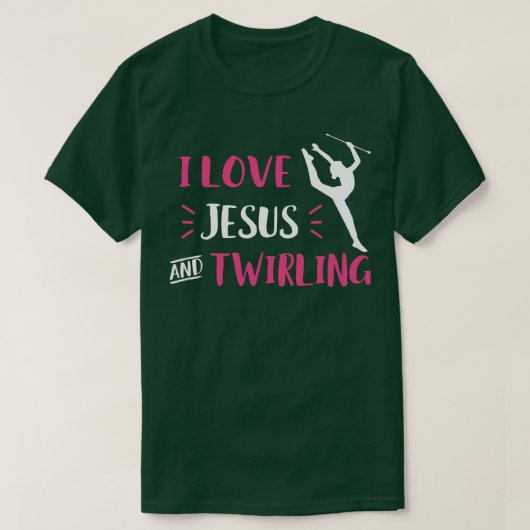Ik hou van Jezus en Twirling Baton Twirling Majore T-shirt (Design voorkant)