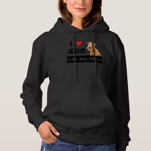 Ik hou van Jezus en van mijn Ierse terrier Dog mam Hoodie (Voorkant)