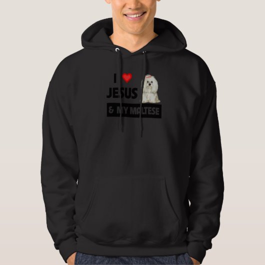 Ik hou van Jezus en van mijn Maltese hond mama pa  Hoodie (Voorkant)