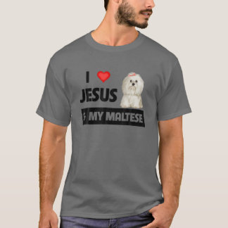 Ik hou van Jezus en van mijn Maltese hond mama pa T-shirt