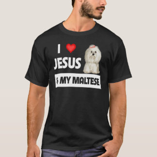 Ik hou van Jezus en van mijn Maltese hond mama pa  T-shirt