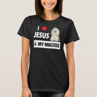 Ik hou van Jezus en van mijn Maltese hond mama pa  T-shirt