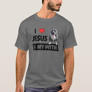 Ik hou van Jezus en van mijn Pittie Pitbull Dog ma T-shirt