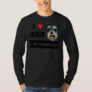 Ik hou van Jezus en van mijn Schnauzer Dog mama pa T-shirt
