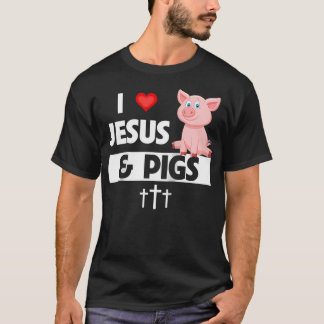 Ik hou van Jezus en Varkens Funny Farming Christel T-shirt