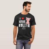 Ik hou van Jezus en Varkens Funny Farming Christel T-shirt (Voorkant volledig)