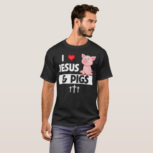 Ik hou van Jezus en Varkens Funny Farming Christel T-shirt (Voorkant volledig)