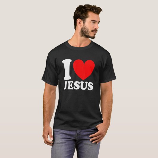 Ik hou van Jezus I Red Heart Jesus Christelijk T-shirt (Voorkant volledig)