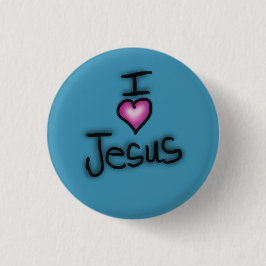 Ik hou van Jezus Ik Hart Jezus Blauw Ronde Button 3,2 Cm