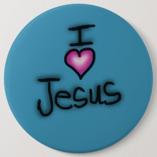 Ik hou van Jezus Ik Hart Jezus Blauw Ronde Button 6,0 Cm