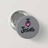 Ik hou van Jezus Ik Hart Jezus Grijs Ronde Button 3,2 Cm (Voorkant /achterkant)