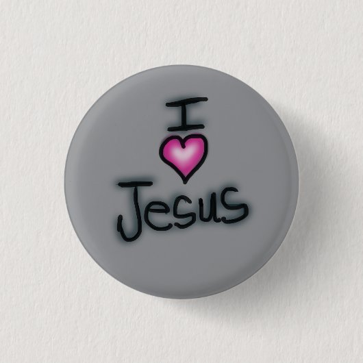 Ik hou van Jezus Ik Hart Jezus Grijs Ronde Button 3,2 Cm (Voorkant)