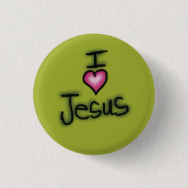 Ik hou van Jezus Ik Hart Jezus Groen Ronde Button 3,2 Cm