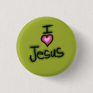Ik hou van Jezus Ik Hart Jezus Groen Ronde Button 3,2 Cm