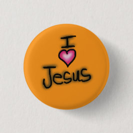 Ik hou van Jezus Ik Hart Jezus Oranje Ronde Button 3,2 Cm