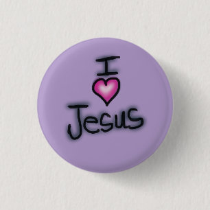 Ik hou van Jezus Ik Hart Jezus Paars  Ronde Button 3,2 Cm