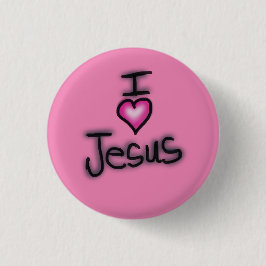 Ik hou van Jezus Ik Hart Jezus Roze Ronde Button 3,2 Cm