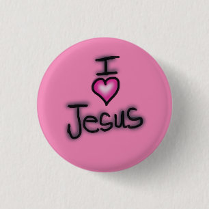 Ik hou van Jezus Ik Hart Jezus Roze  Ronde Button 3,2 Cm