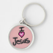 Ik hou van Jezus Ik Hart Jezus Roze Sleutelhanger (Voorkant)
