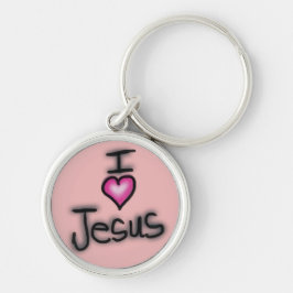 Ik hou van Jezus Ik Hart Jezus Roze Sleutelhanger