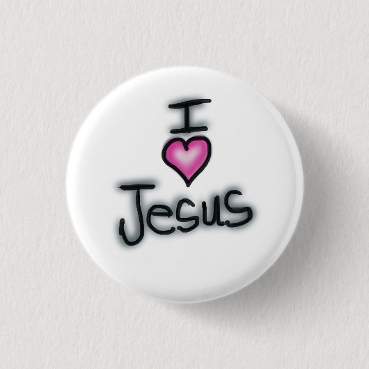Ik hou van Jezus Ik Hart Jezus Wit Ronde Button 3,2 Cm (Voorkant)
