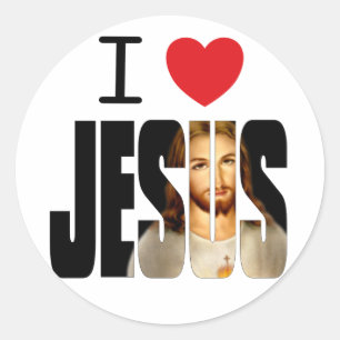 Ik hou van Jezus - ik hoor Jezus met afbeelding in Ronde Sticker