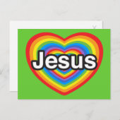 Ik hou van Jezus. Ik hou van je Jezus. Hart Briefkaart (Voorkant / Achterkant)