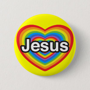 Ik hou van Jezus. Ik hou van je Jezus. Hart Ronde Button 5,7 Cm