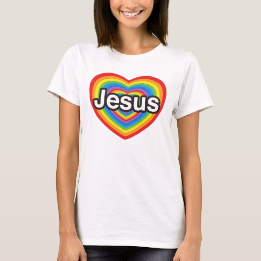 Ik hou van Jezus. Ik hou van je Jezus. Hart T-shirt (Voorkant)