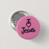 Ik hou van Jezus in hart Jezus roze Ronde Button 3,2 Cm (Voorkant /achterkant)