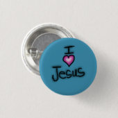Ik hou van Jezus in het hart Jezus Blauw Ronde Button 3,2 Cm (Voorkant /achterkant)