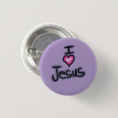 Ik hou van Jezus in het hart Jezus Paarse Ronde Button 3,2 Cm (Voorkant /achterkant)