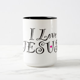 Ik hou van Jezus Inspirerend citaat Tweekleurige Koffiemok