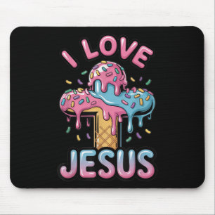 Ik hou van Jezus Kinderen Christelijk Ijs Drip Jon Muismat