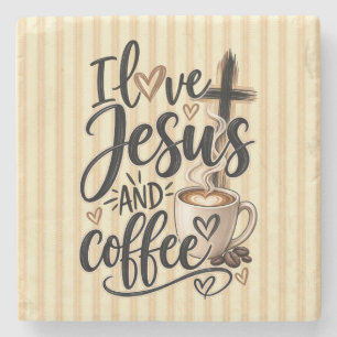 Ik hou van Jezus & koffie Stenen Onderzetter