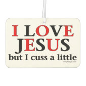 Ik hou van Jezus [maar ik heb een beetje gepraat] Luchtverfrisser (Achterkant)