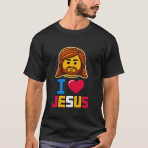 Ik hou van Jezus Meester Bouwer Bouwstenen Blokken T-shirt